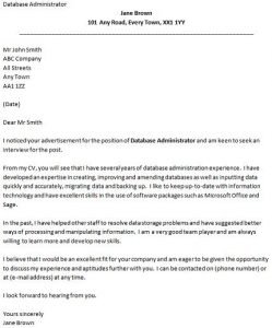 Database Administrator Cover Letter Example | iCover UK
