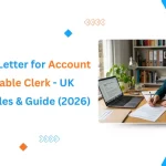 Header image for a 2026 UK guide on Account Payable Clerk cover letters