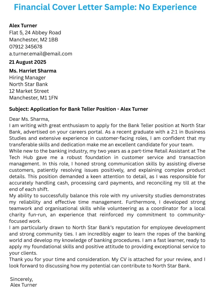 How to Write a Cover Letter for a Bank with No Experience?