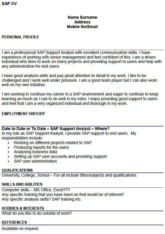 Sap personal statement picture