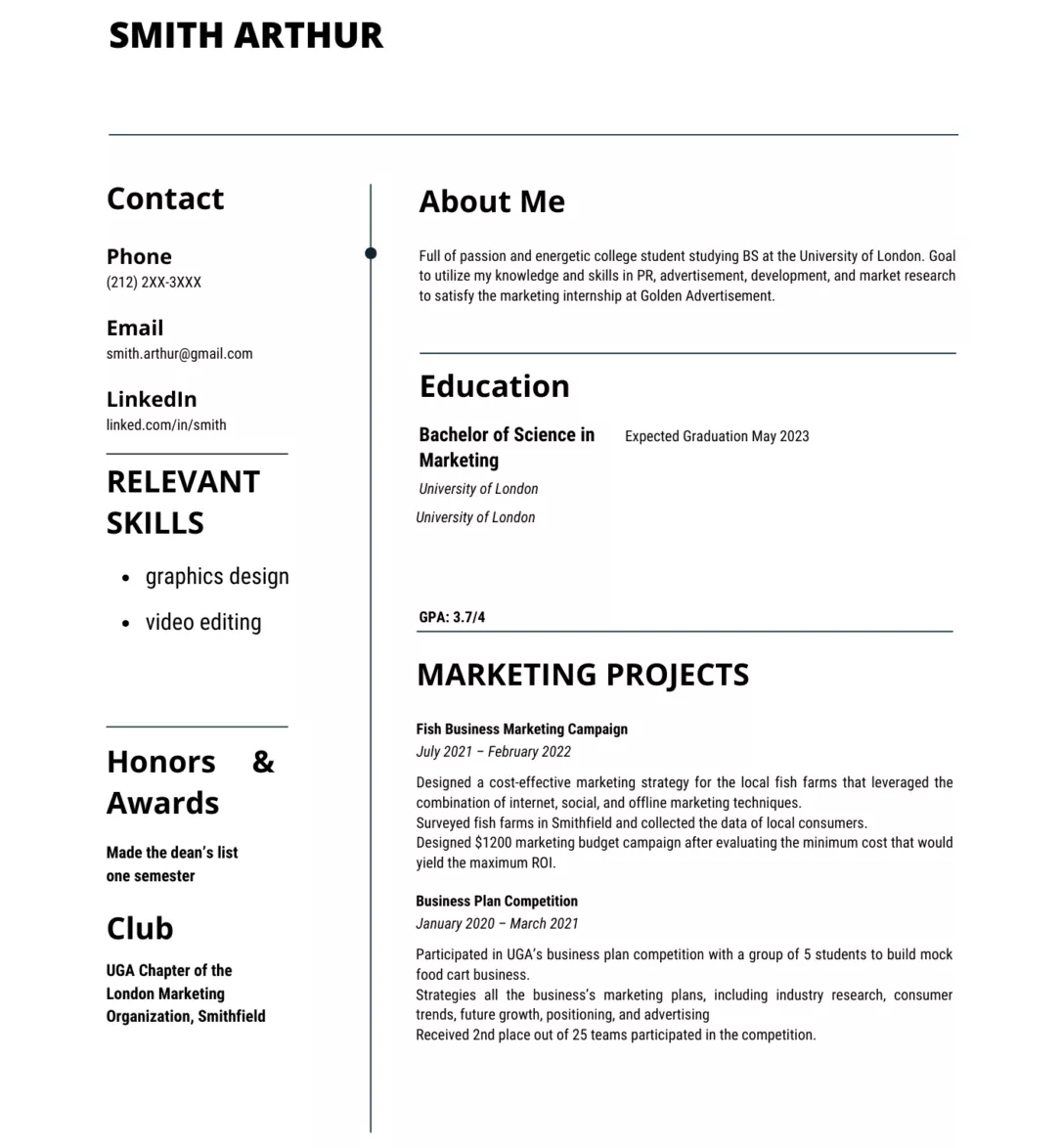 cv education section