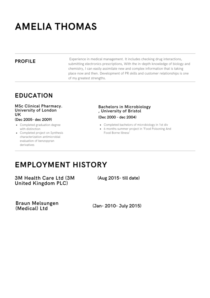 CV in the british format