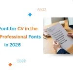 Title slide for 10 professional CV fonts in 2026 featuring a person reviewing a document