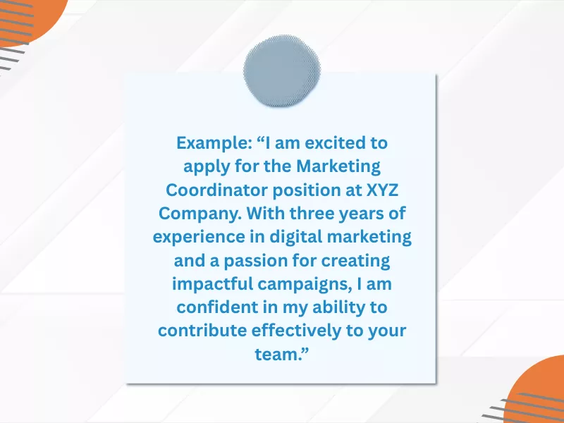 Supporting Statement Example: Opening statement for a Marketing Coordinator role with three years experience and passion for campaigns