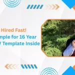 A young person smiling with "CV Example For 16 Year Olds" text, suggesting a guide