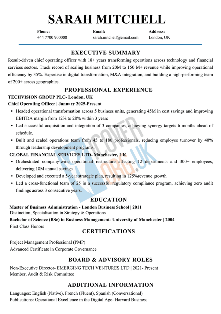 SARAH MITCHELL CV