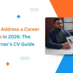 Professional discussing CV tips on addressing a career gap in 2026 guide banner.