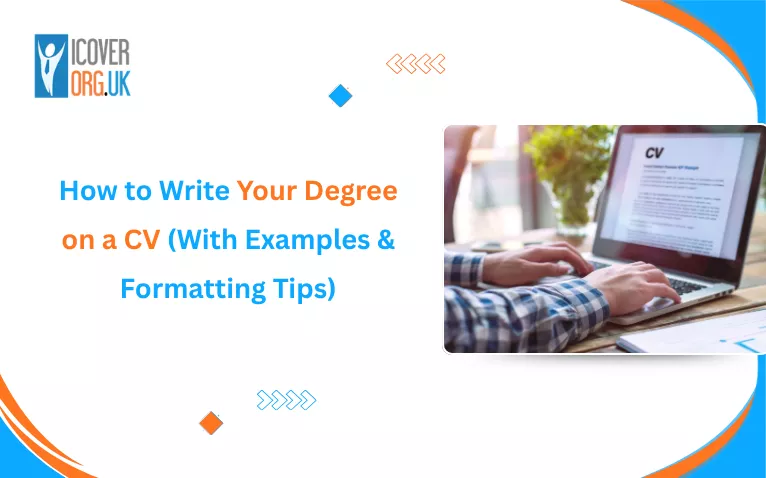 A person working on a laptop, demonstrating how to write your degree on your CV effectively