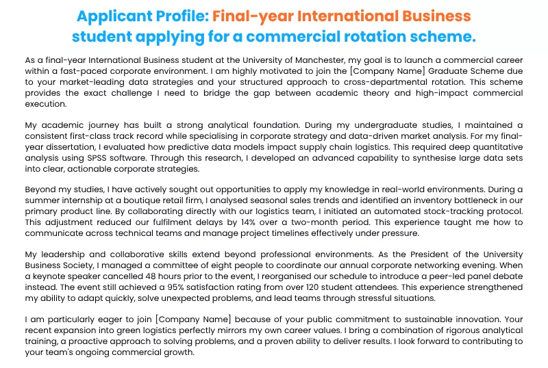 image with a sample on Personal Statement for Graduate Scheme Application